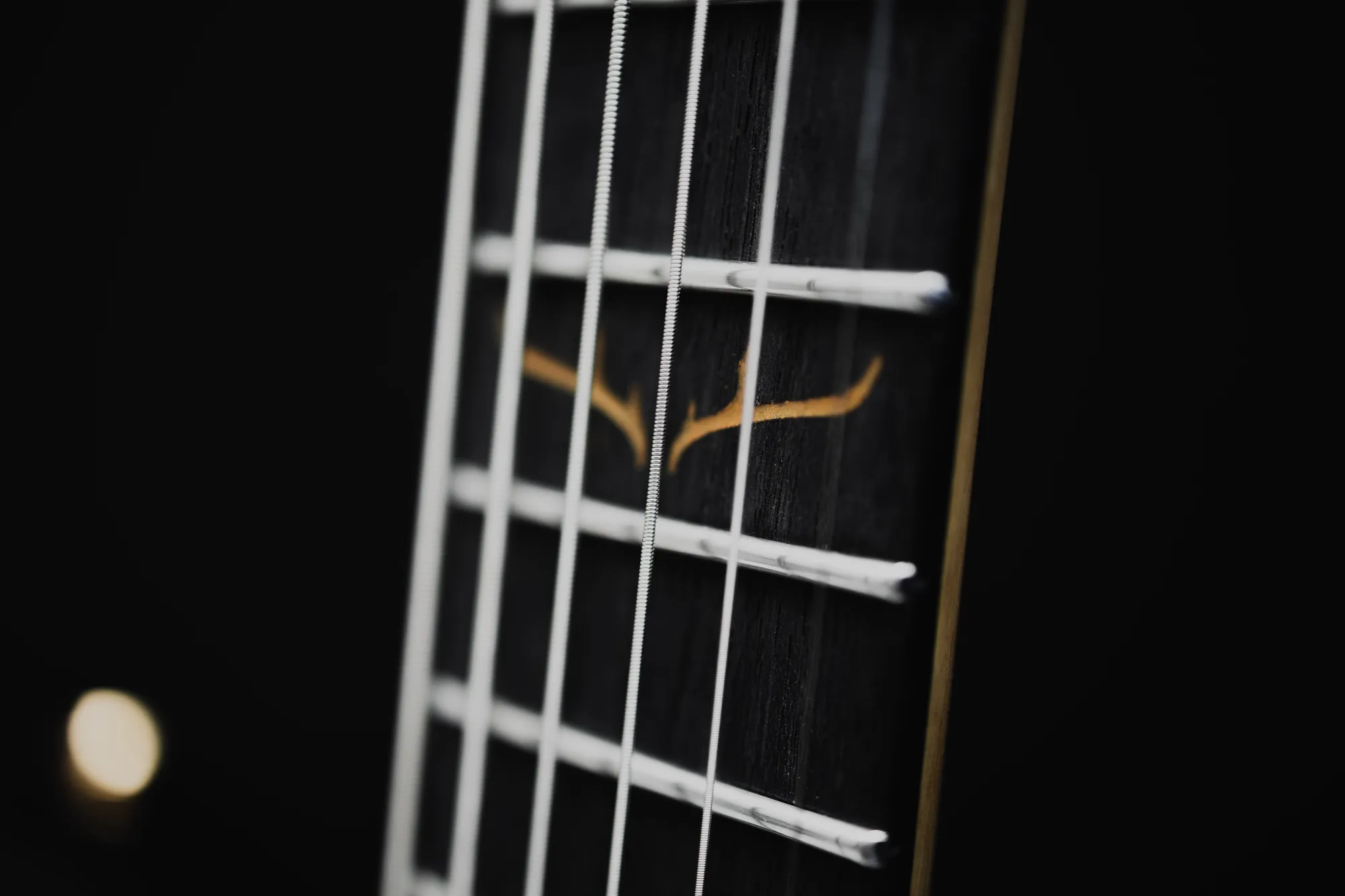 The Dagda antlers inlaid in the fretboard
